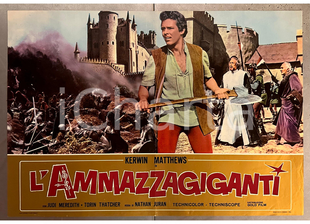 Materiale cinematografico d’epoca 1962 Kerwin MATTHEWS Judi MEREDITH L ammazzagiganti Fotobusta 65x45 cm 1