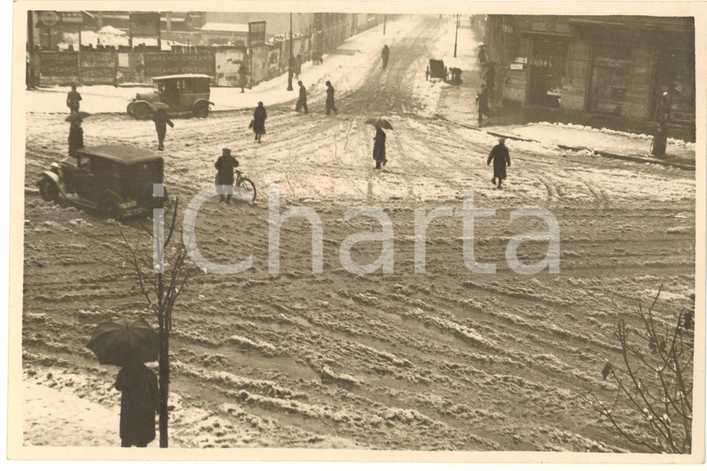 Fotografia d epoca originale Febbraio 1931 MILANO Strade invase da una forte nevicata Foto 17x12 cm 1