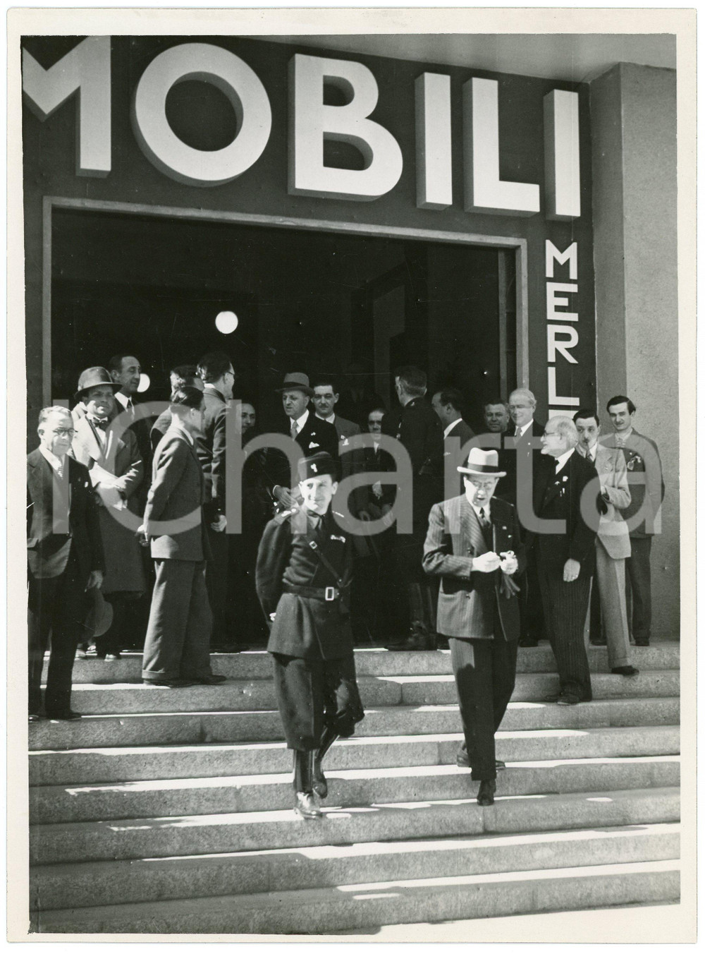 Fotografia d epoca originale 1935 MILANO Fiera Campionaria  Giacomo ACERBO inaugura Padiglione Mobilio CANTÙ 1