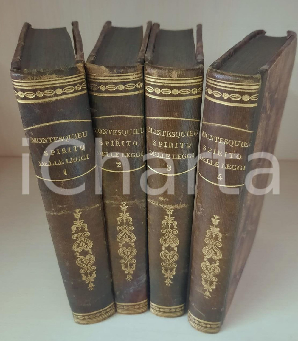 Libro, pubblicazione d epoca 18191820 Ch. L. MONTESQUIEU Spirito delle leggi Ed. Napoli Monitore IV tomi 1