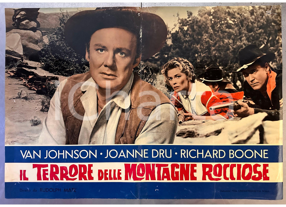 Materiale cinematografico d’epoca 1954 Van JOHNSON Joanne DRU Il terrore delle Montagne Rocciose Fotobusta 2 1