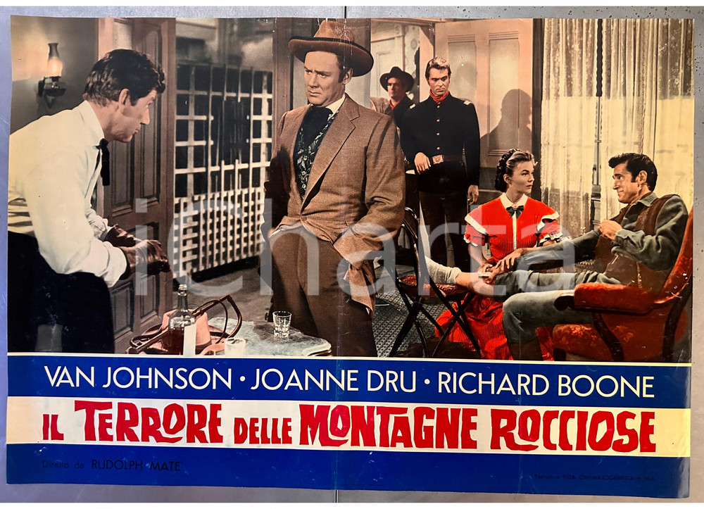 Materiale cinematografico d’epoca 1954 Van JOHNSON Joanne DRU Il terrore delle Montagne Rocciose Fotobusta 3 1