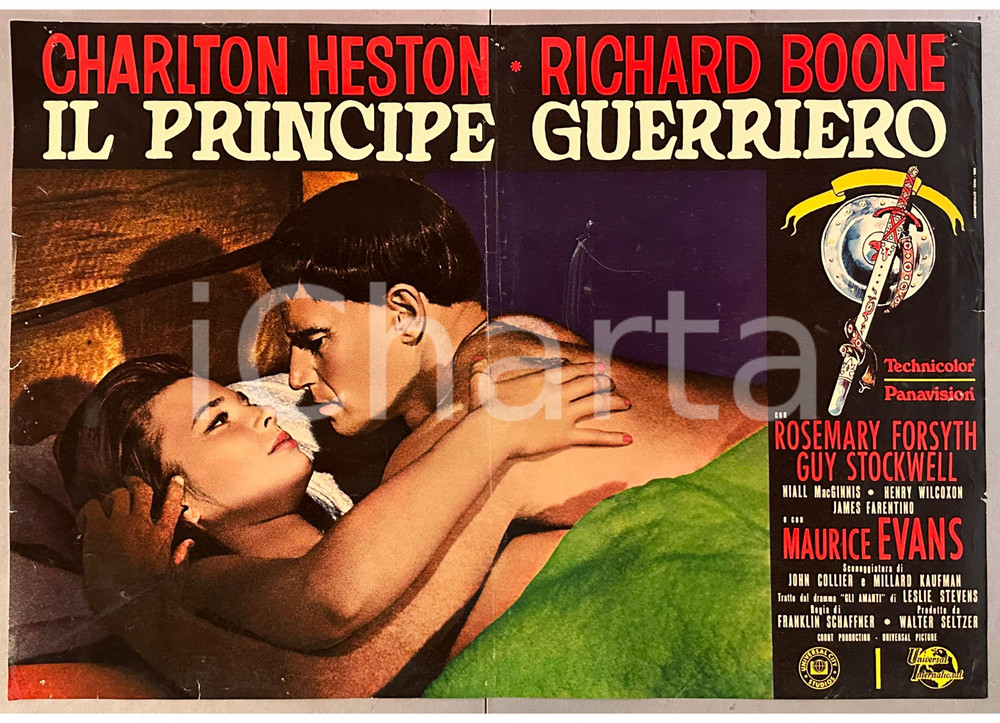 Materiale cinematografico d’epoca 1965 Charlton HESTON Rosemary FORSYTH Il principe guerriero Fotobusta poster 1