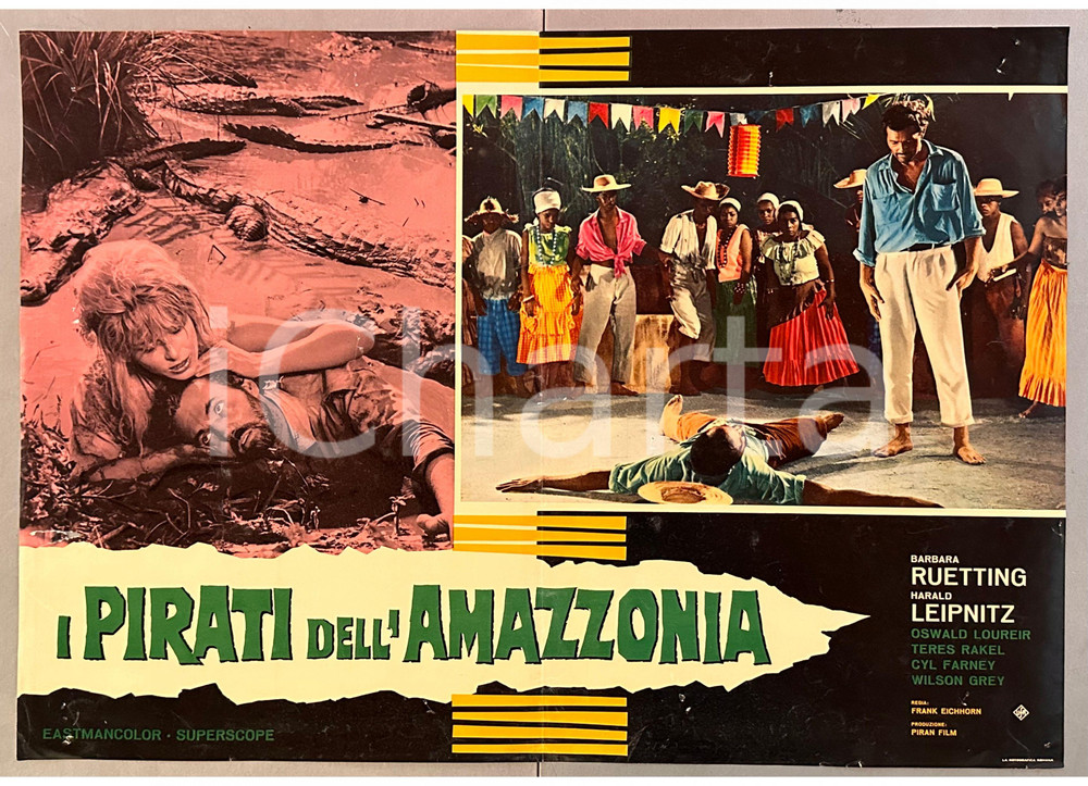 Materiale cinematografico d’epoca 1963 Barbara RUETTING Harald LEIPNITZ I pirati dell Amazzonia Fotobusta 2 1