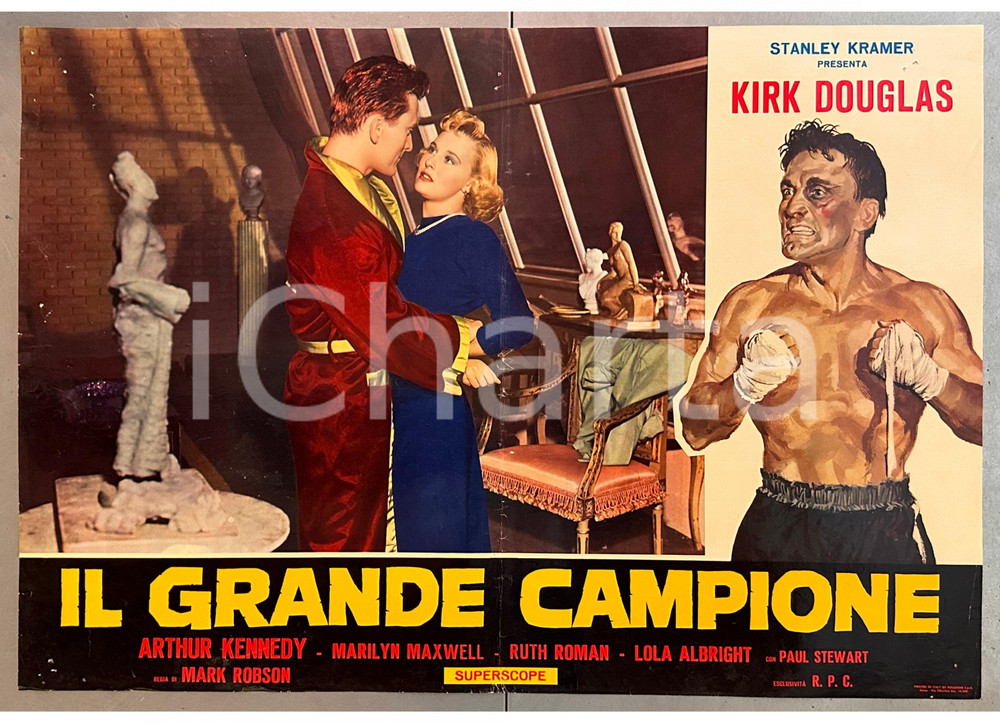 Materiale cinematografico d’epoca 1949 Kirk DOUGLAS Marilyn MAXWELL Il grande campione  Fotobusta 3 1