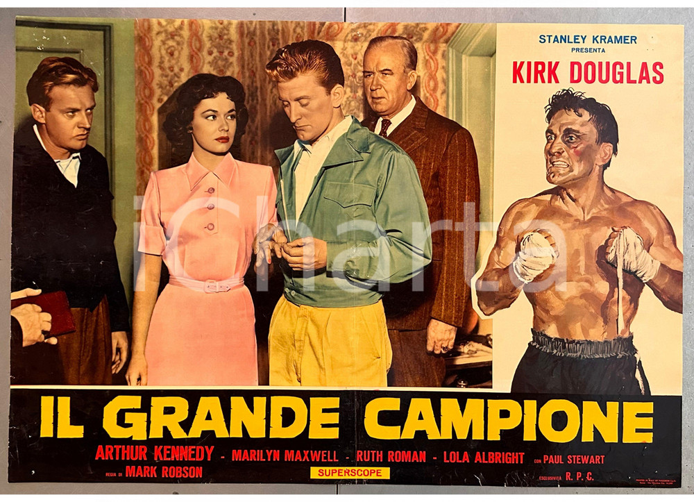 Materiale cinematografico d’epoca 1949 Kirk DOUGLAS Ruth ROMAN Il grande campione  Fotobusta poster 7 1