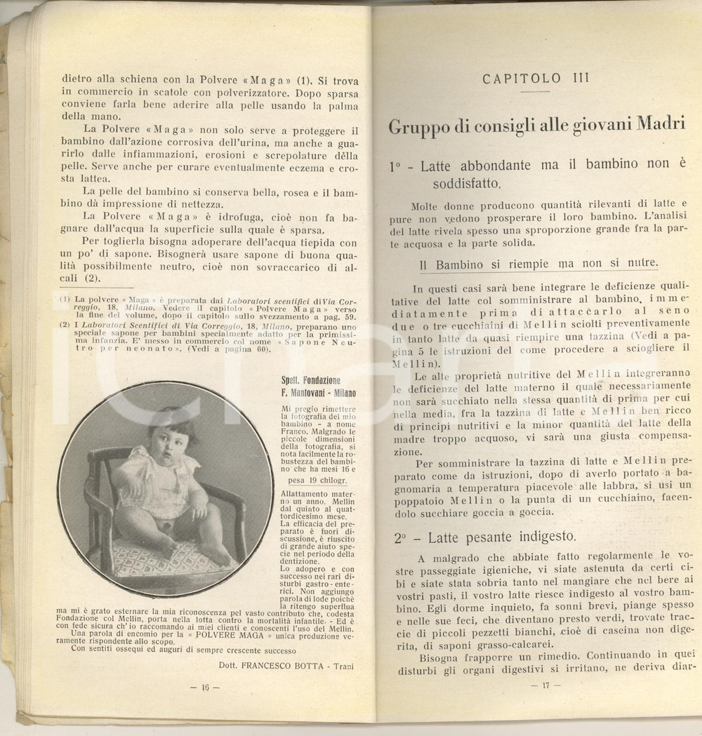 Libro, pubblicazione d epoca 1935 ca MILANO Come allevare il mio bambino Fondazione MANTOVANI DANNEGGIATO 1