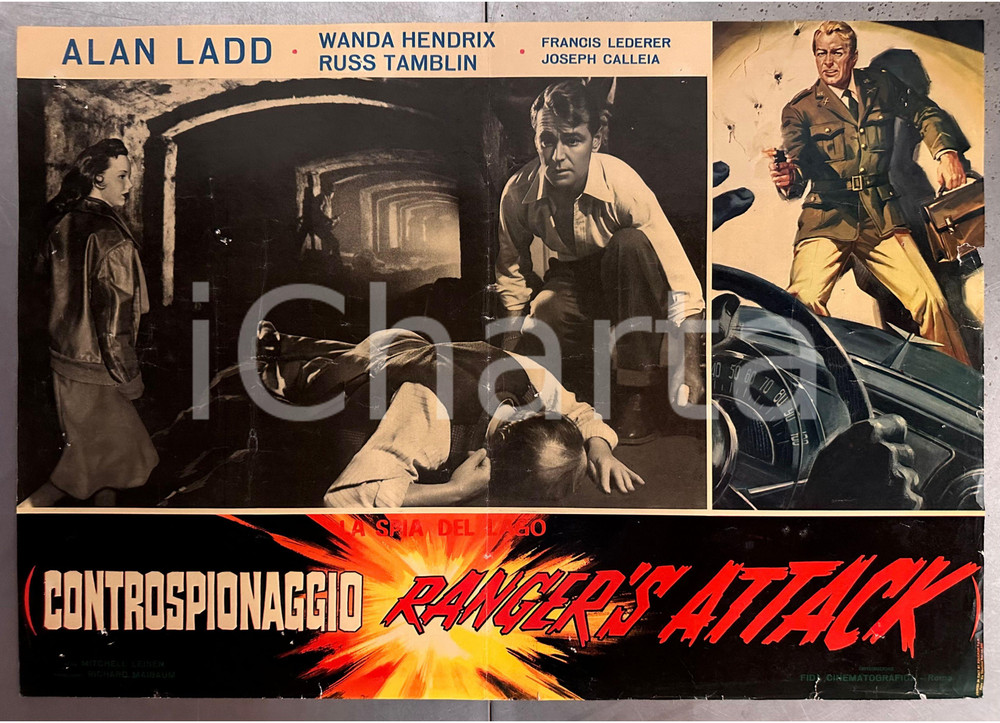 Materiale cinematografico d’epoca 1950 Alan LADD Wanda HENDRIX Russ TAMBLIN La spia del lago  Fotobusta poster 1