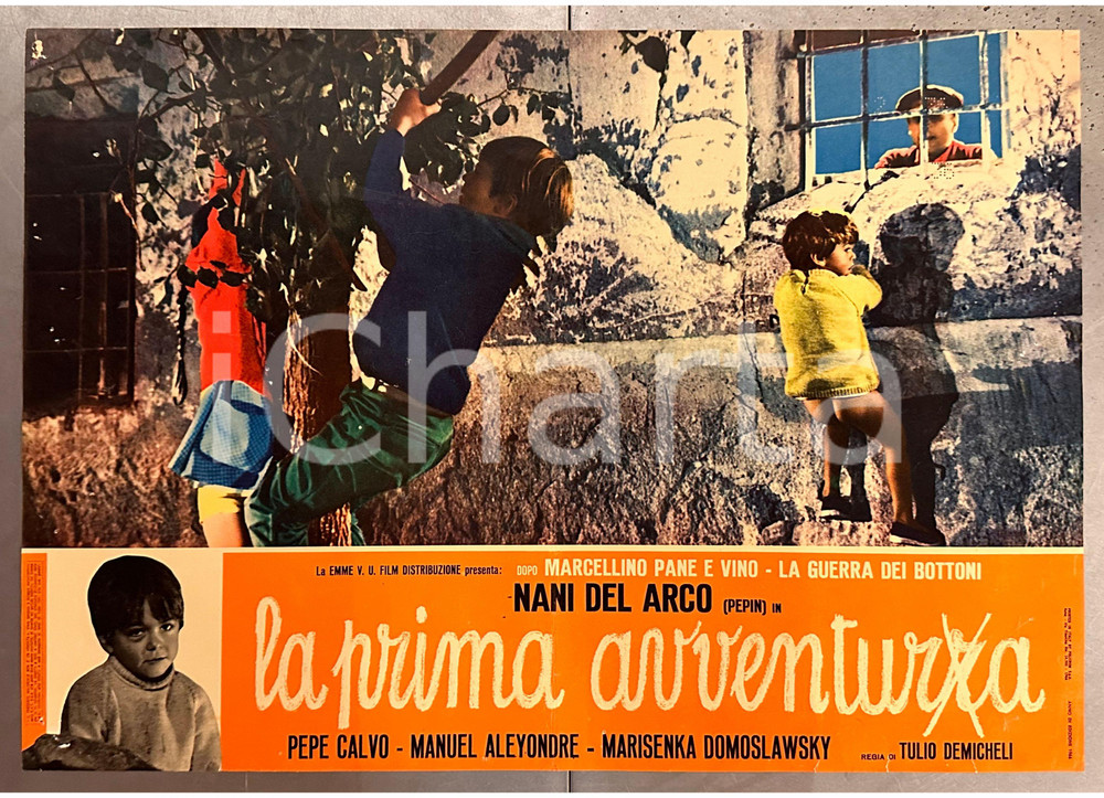 Materiale cinematografico d’epoca 1966 Nani DEL ARCO Pepe CALVO La prima avventura  Fotobusta 65x45 cm 1