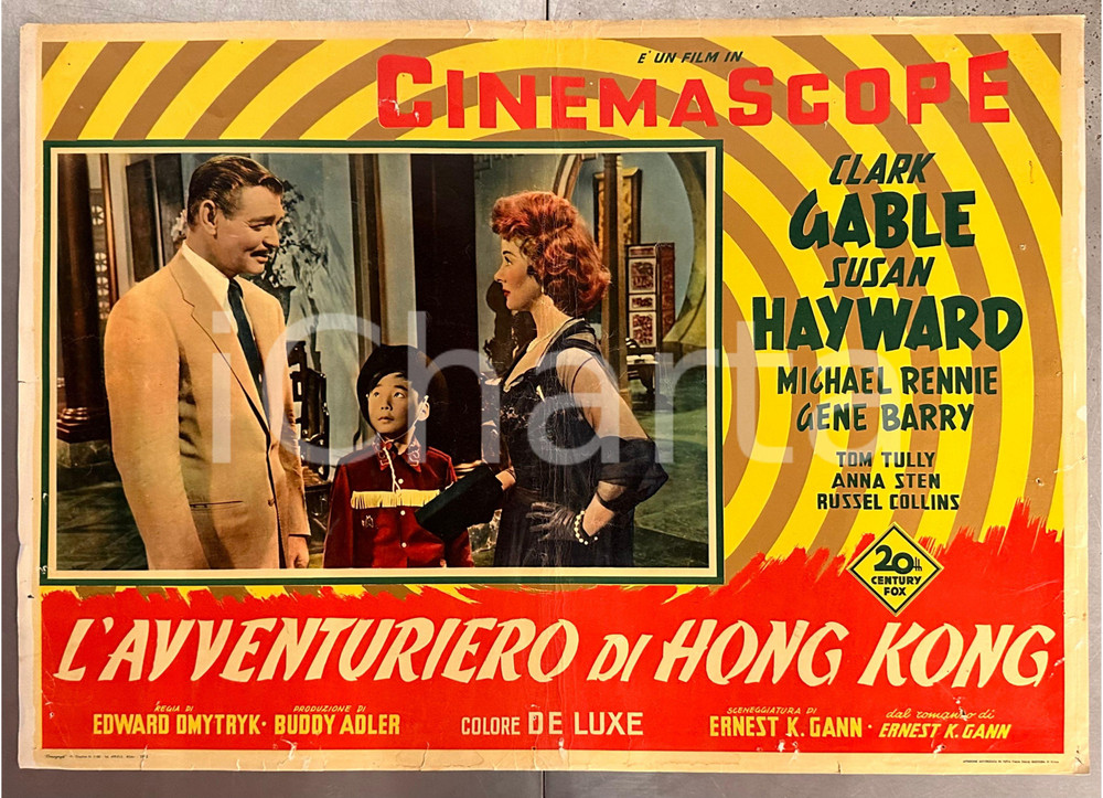 Materiale cinematografico d’epoca 1955 Clark GABLE Susan HAYWARD L avventuriero di Hong Kong Fotobusta 68x48 cm 1