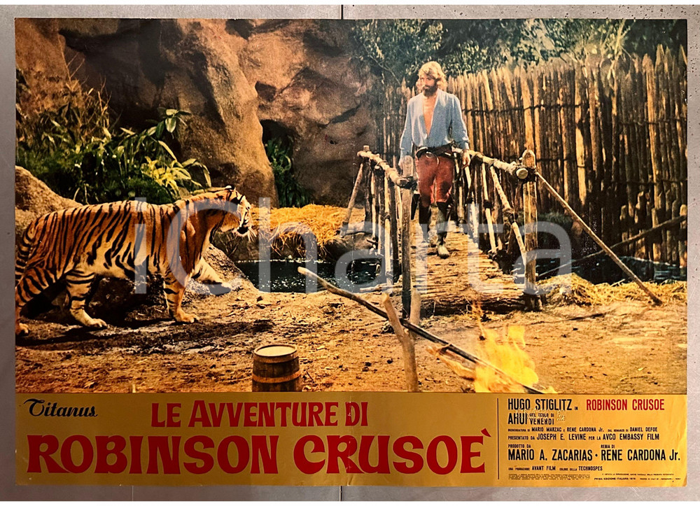 Materiale cinematografico d’epoca 1973 Hugo STIGLITZ Le avventure di Robinson CRUSOE  Fotobusta poster 65x45 cm 1