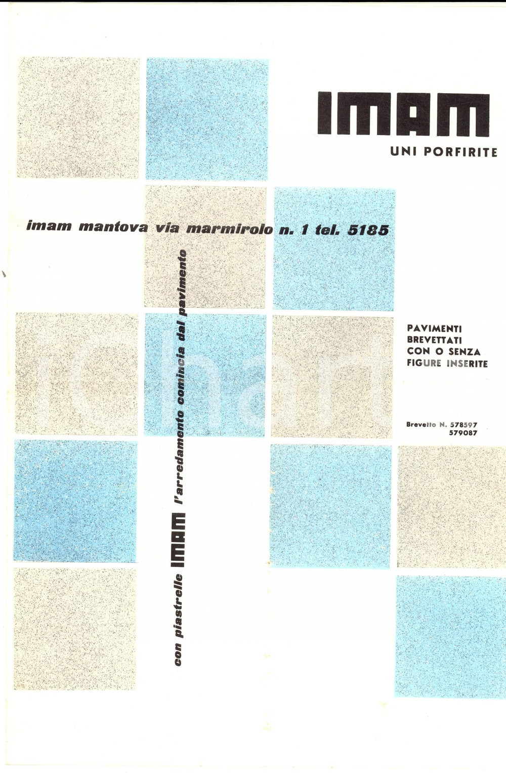 Materiale pubblicitario d’epoca 1960 ca MANTOVA Ditta IMAM Piastrelloni in UNIPORFIRITE Pubblicitario 1