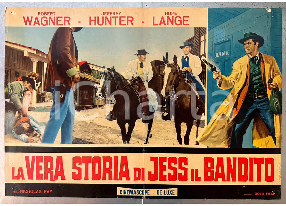 Materiale cinematografico d’epoca 1957 Robert WAGNER La vera storia di Jess il bandito  Fotobusta WESTERN 1