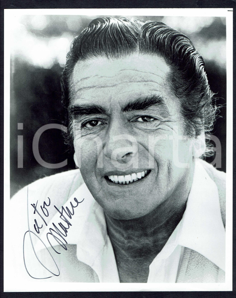 Autografo originale 1990ca Victor MATURE Autografo originale su fotografia 1