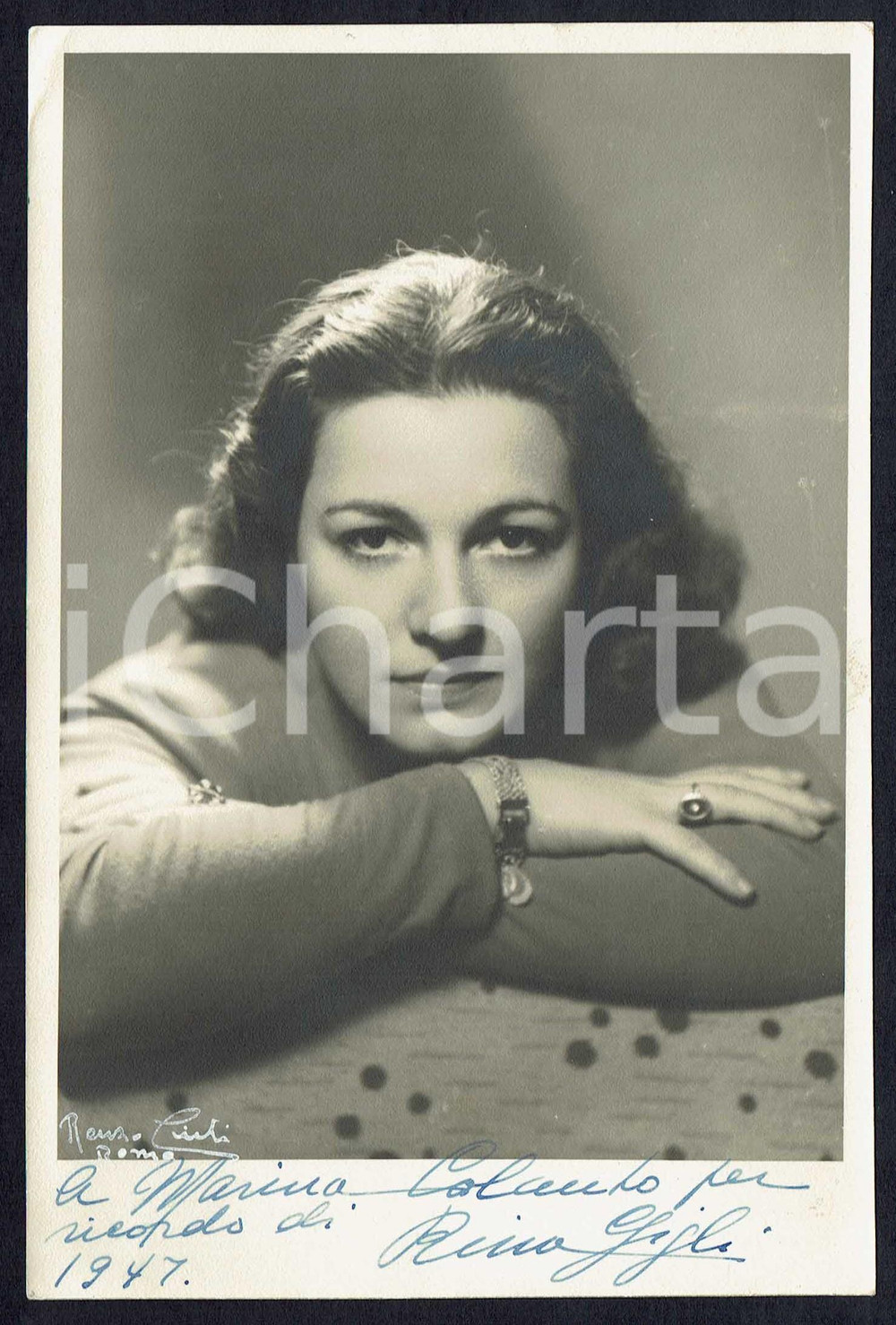 Autografo originale 1947 Rina GIGLI Autografo originale su fotografia d’epoca 1