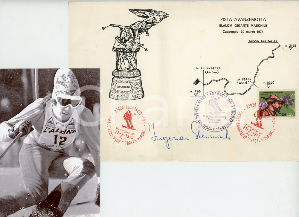 Autografo originale 1974 CASPOGGIO SO Ingemar STENMARK Autografo originale su fotogr 1