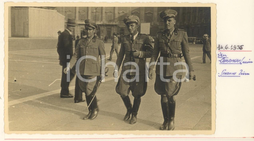 Fotografia d epoca originale 1936 MILANO Piazzetta Reale  R. ESERCITO  Ten. Luciano Cambiaghi Foto 14x9 1