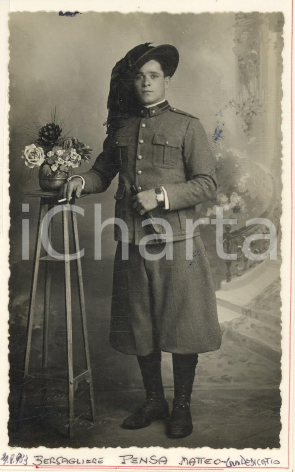 Fotografia d epoca originale 1933 BOLOGNA REGIO ESERCITO Bersagliere Matteo PENSO Foto Ettore ZANI 1