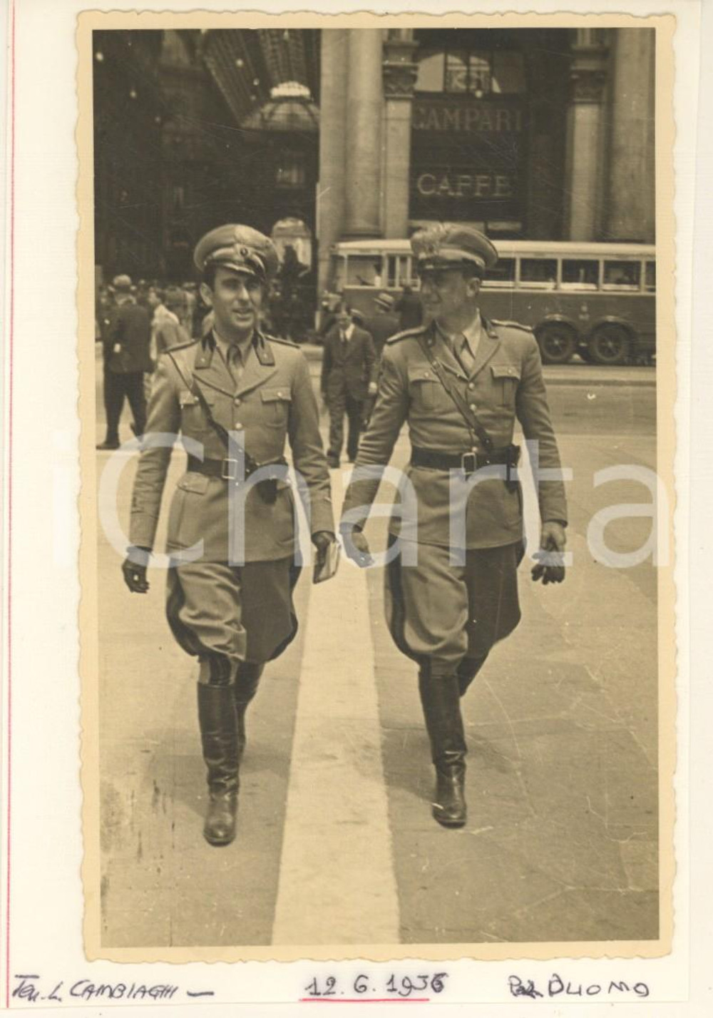 Fotografia d epoca originale 1936 MILANO Piazza Duomo  R. ESERCITO  Ten. Luciano Cambiaghi Foto cartolina 1