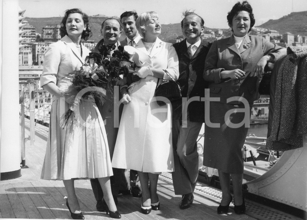 Fotografia d epoca originale 1955 GENOVA T/N Andrea Doria  Partenza attrice Elena GIUSTI per gli USA Foto 1 1