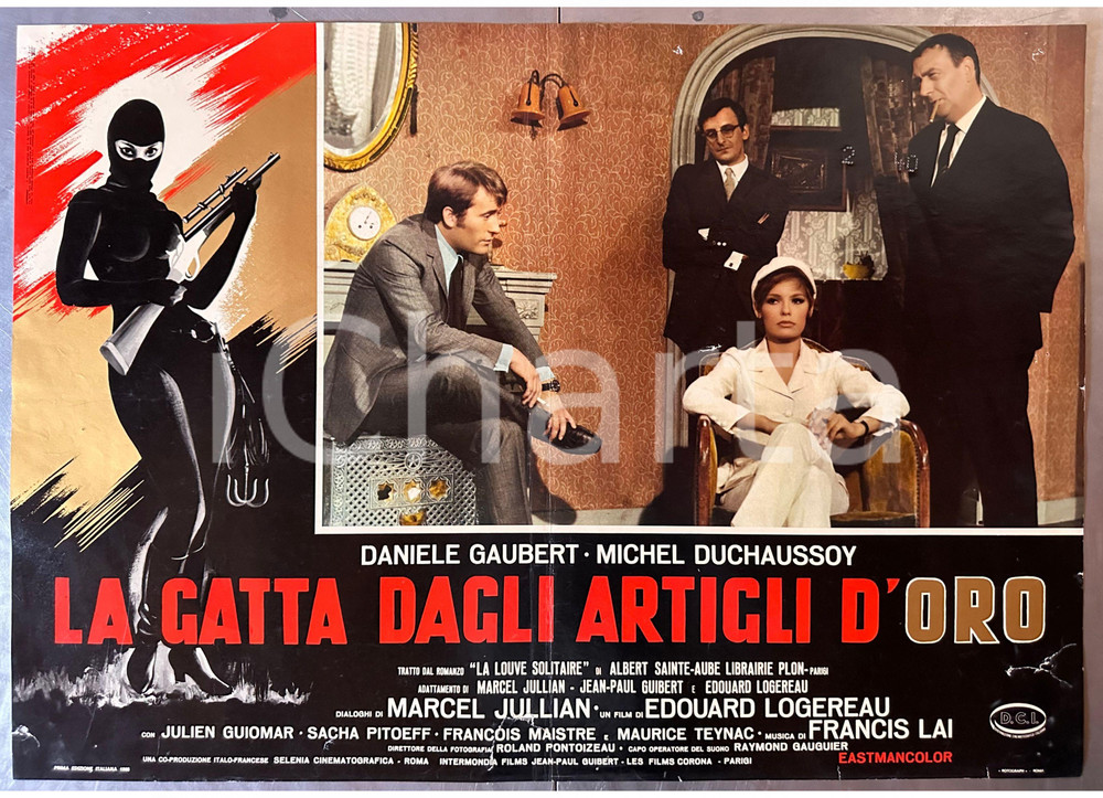 Materiale cinematografico d’epoca 1968 Danièle GAUBERT Michel DUCASSOY La gatta dagli artigli d oro Fotobusta 2 1