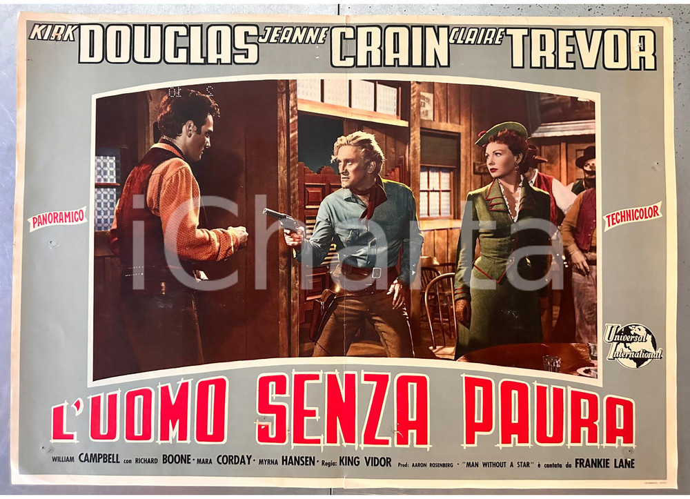 Materiale cinematografico d’epoca 1955 King VIDOR L uomo senza paura  Kirk DOUGLAS Jeanne CRAIN 3 Fotobusta 1