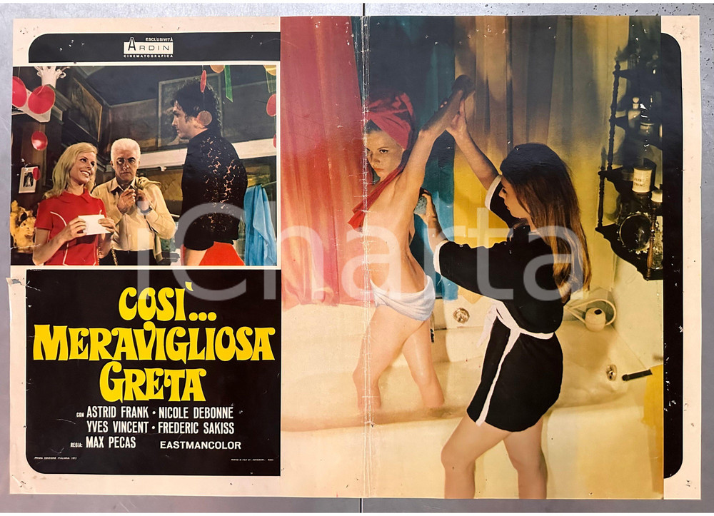 Materiale cinematografico d’epoca 1969 Astrid FRANK Così...meravigliosa Greta Fotobusta poster EROTICO 1