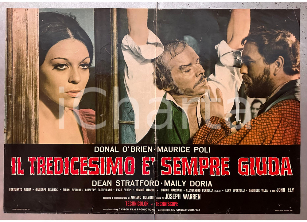 Materiale cinematografico d’epoca 1971 Donal O BRIEN Maurice POLI Il tredicesimo è sempre Giuda Fotobusta poster 1