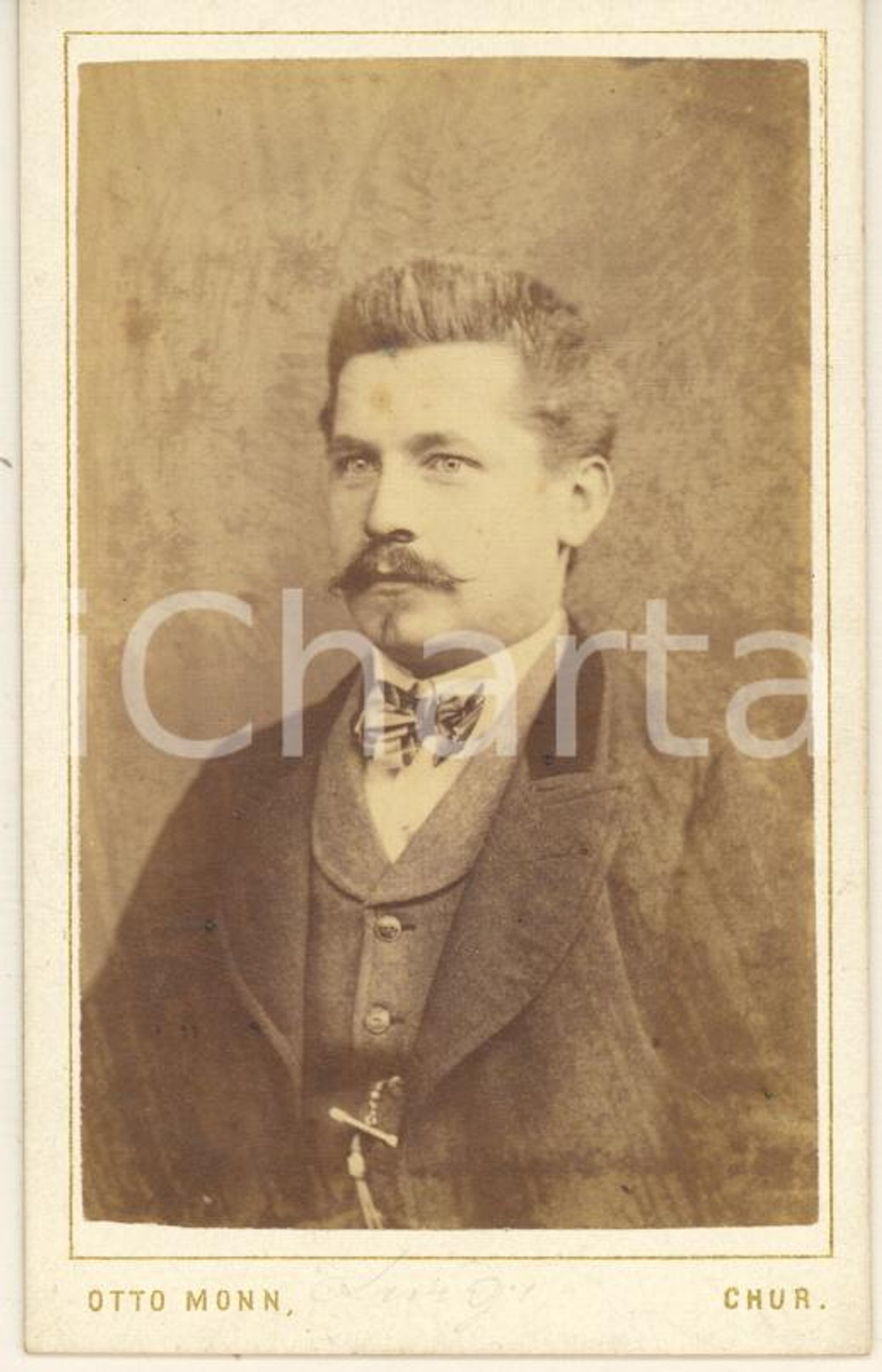 Fotografia d epoca originale 1875 ca COIRA / CHUR SVIZZERA Ritratto di Luigi FURGES Foto CDV Otto MONN 1
