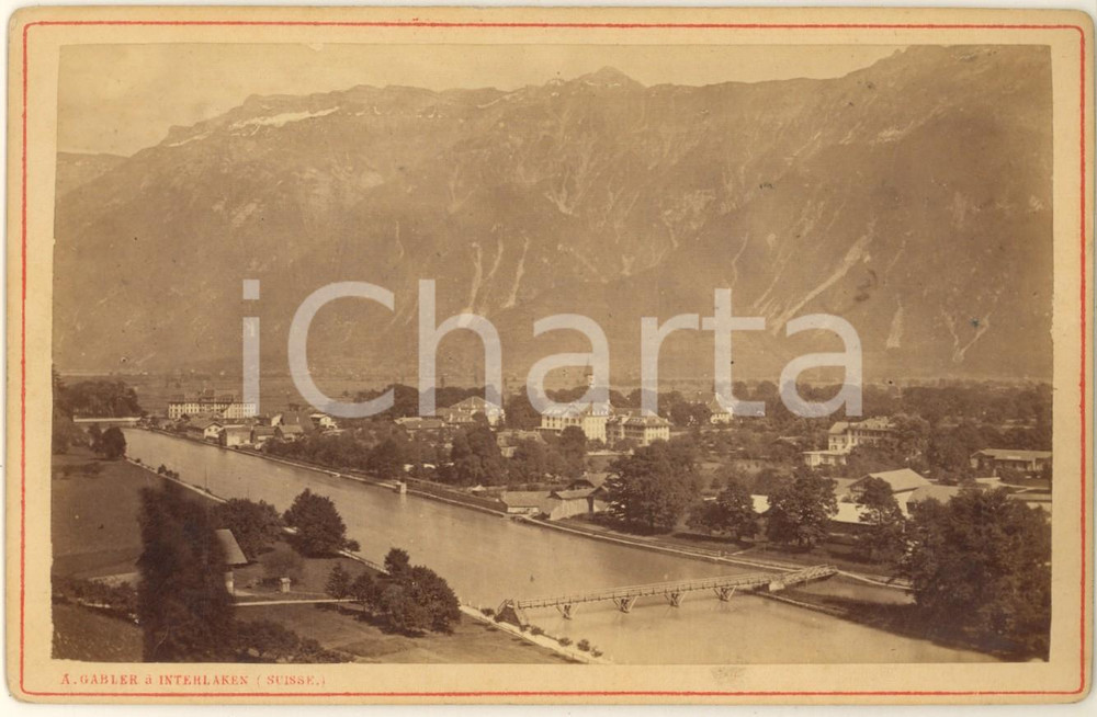 Fotografia d epoca originale 1900 ca SUISSE  INTERLAKEN  Vue générale Photo A. GABLER 1