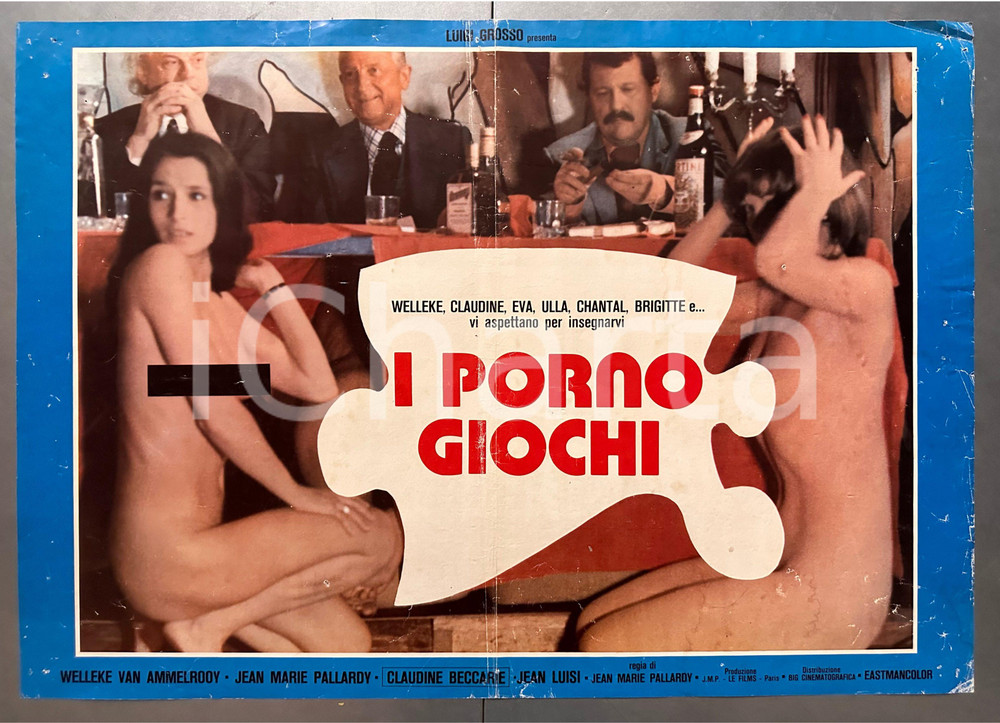 Materiale cinematografico d’epoca 1975 I porno giochi Welleke VAN AMMELROOY Claudine BECCARIE Fotobusta poster 1