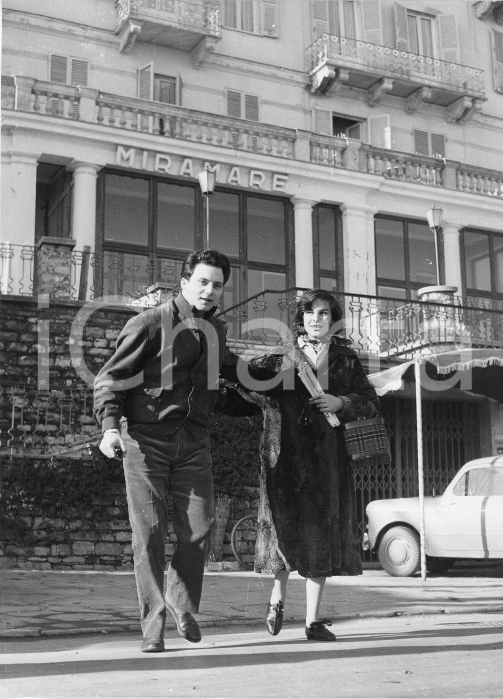 Fotografia d epoca originale 1955 SANTA MARGHERITA LIGURE Hotel MIRAMARE Antonella LUALDI Franco INTERLENGHI 1
