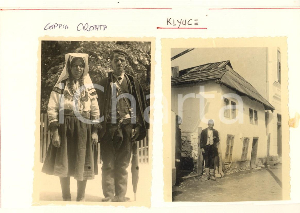 Fotografia d epoca originale 1941 WW2 KLJUC BOSNIA Coppia croata  Una via Foto COSTUME 9x6 cm 1