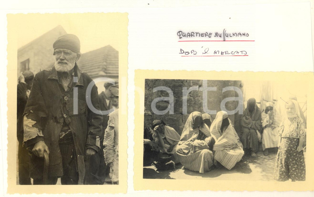 Fotografia d epoca originale 1941 WW2 KLJUC BOSNIA Quartiere musulmano  Donne dopo il mercato Foto COSTUME 1