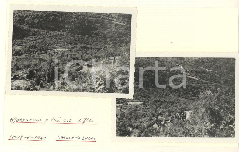 Fotografia d epoca originale 1941 WW2 KLJUC BOSNIA Artiglieria italiana  Osservatorio tiri Foto 9x6 cm 1