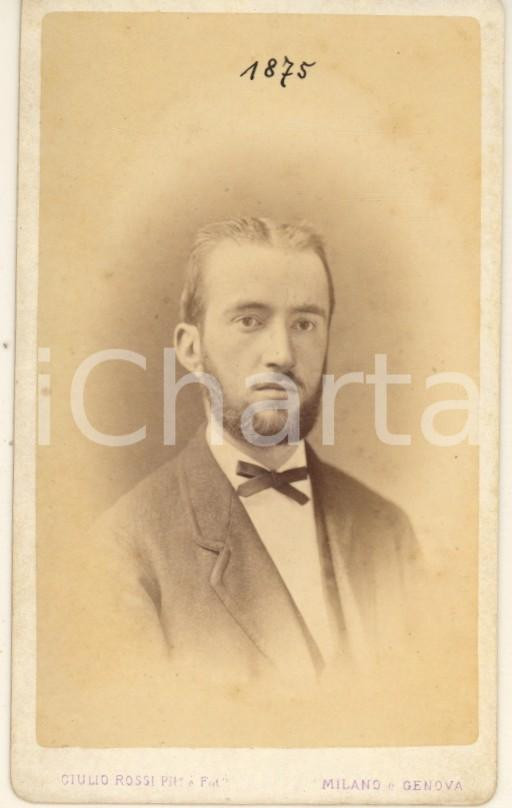 Fotografia d epoca originale 1875 MILANO Filippo LORETZ studioso e insegnante  Foto Giulio ROSSI CDV 1
