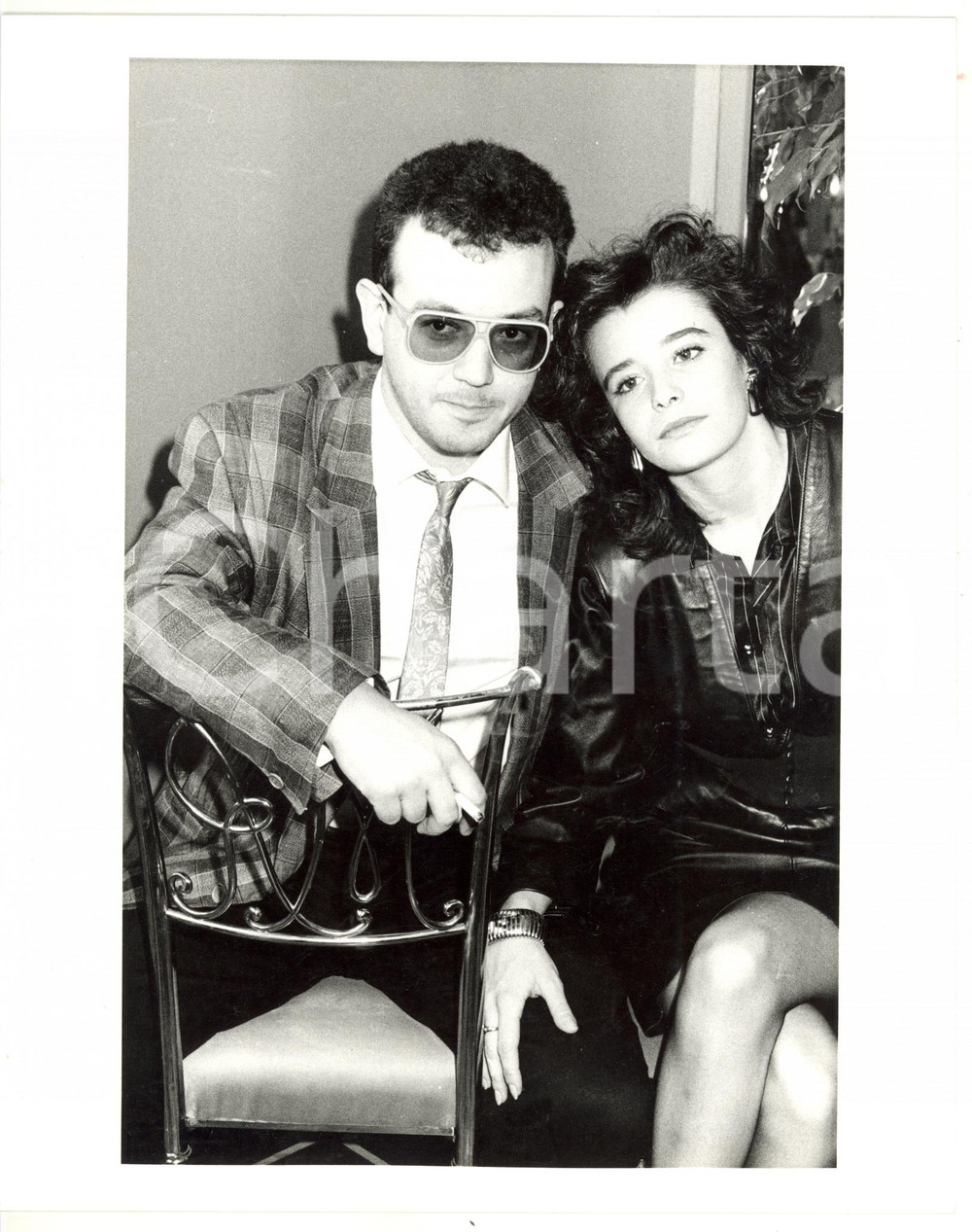 Fotografia d epoca originale 1987 SANREMO Enrico RUGGERI con la moglie Laura FERRATO Foto 20x25 1