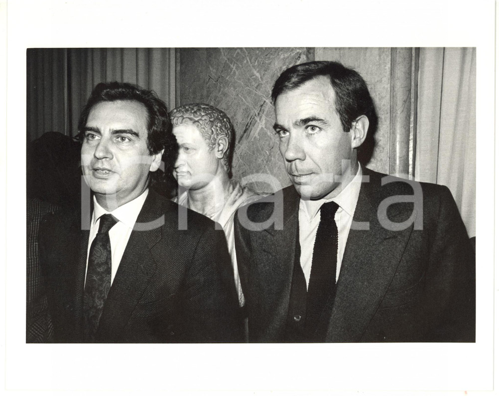 Fotografia d epoca originale 1990 ca MONTEDISON Ritratto di Carlo SAMA con Carlo BRUNO 2 Foto 25x20 cm 1