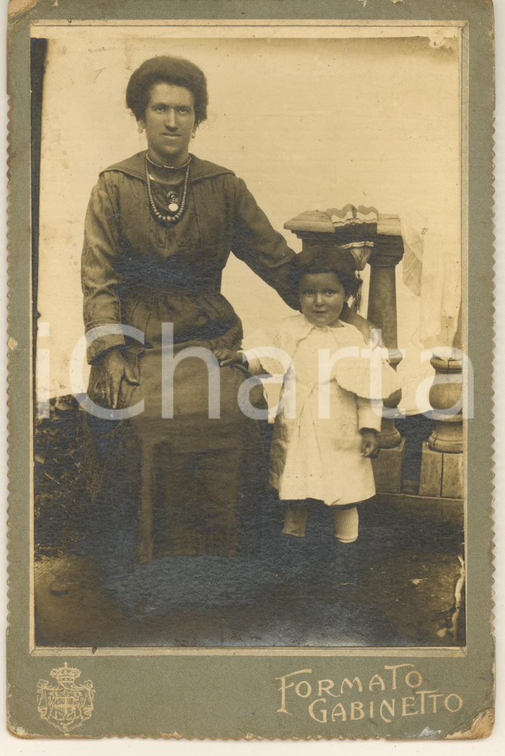 Fotografia d epoca originale 1910 ca COSTUME ITALIA Ritratto di madre e figlia  Foto 11x17 cm 1