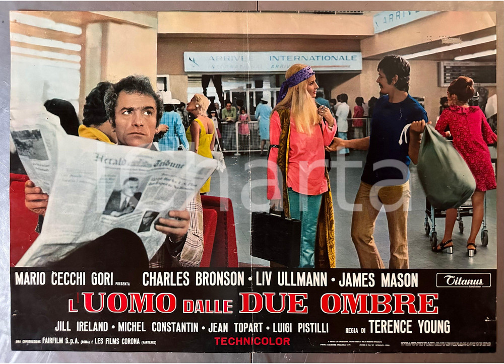 Materiale cinematografico d’epoca 1971 Charles BRONSON Liv ULLMANN James MASON L uomo dalle due ombre Fotobusta 1