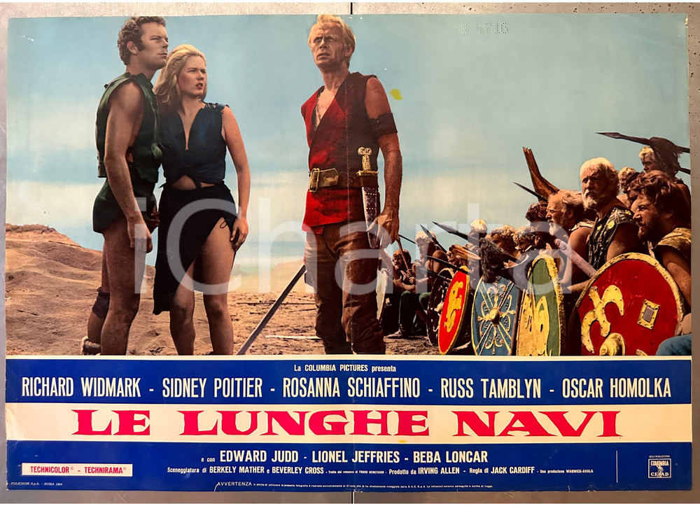 Materiale cinematografico d’epoca 1964 Jack CARDIFF Le lunghe navi  Richard WIDMARK  Fotobusta poster 1