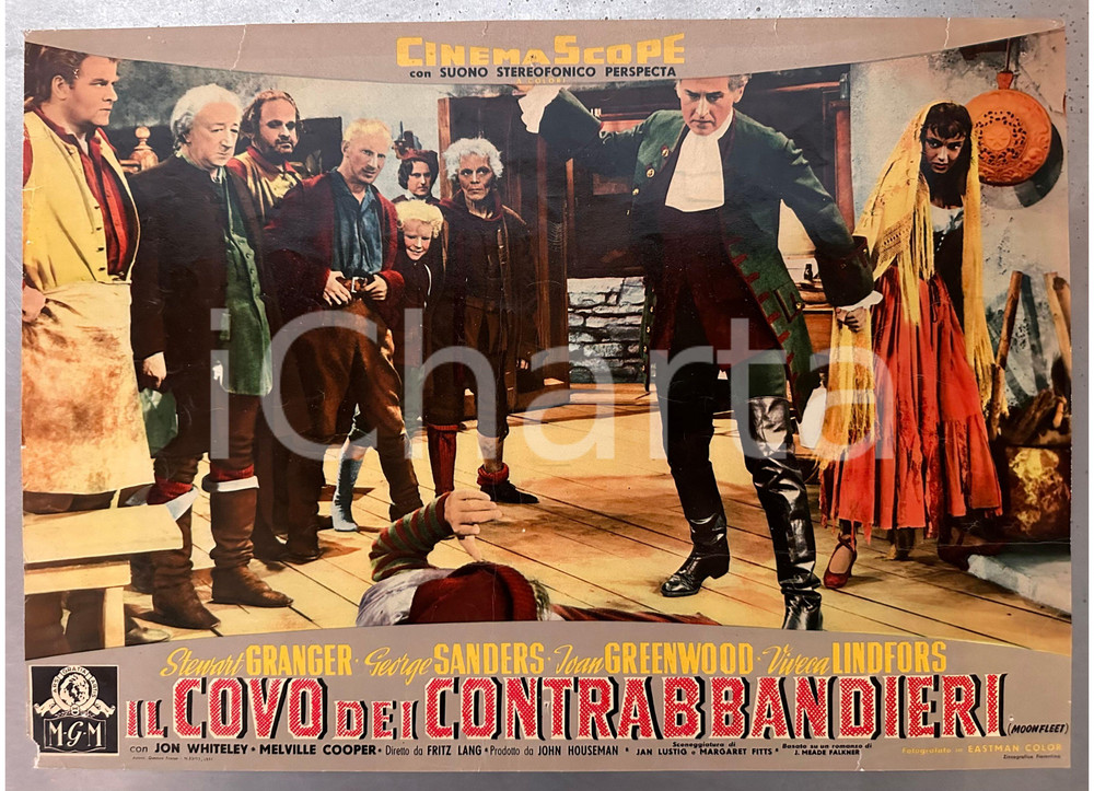 Materiale cinematografico d’epoca 1955 Stewart GRANGER George SANDERS Il covo dei contrabbandieri Fotobusta 1
