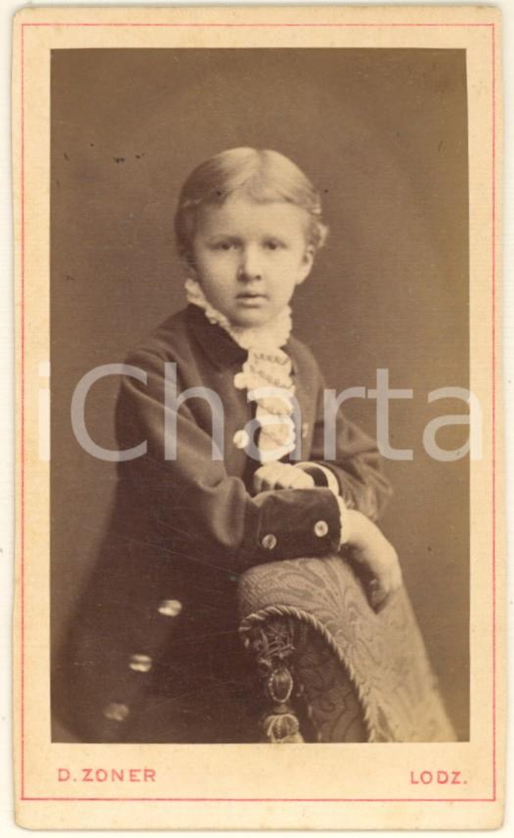 Fotografia d epoca originale 1880 ca LODZ POLAND Ritratto di bambino  Foto Dominik ZONER CDV 1 1
