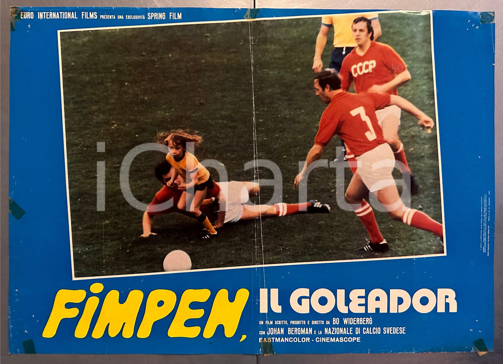 Materiale cinematografico d’epoca 1974 Bo WIDERBERG Fimpen, il goleador Johan BERGMAN Fotobusta CALCIO 1 1