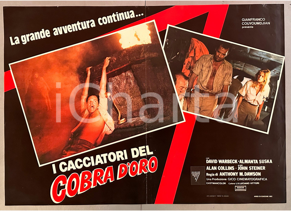 Materiale cinematografico d’epoca 1982 David WARBECK Almanta SUSKA I cacciatori del cobra d oro Fotobusta 1