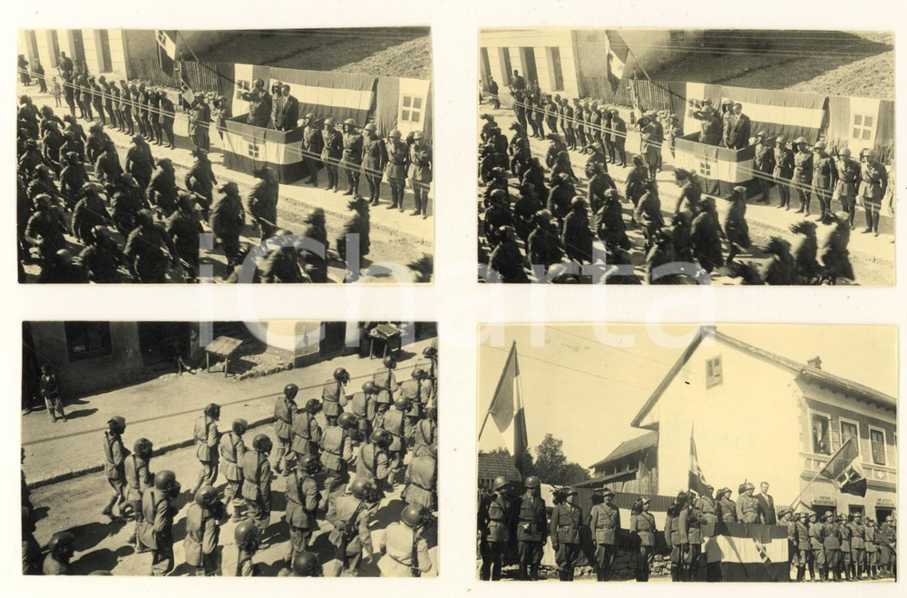 Fotografia d epoca originale Giugno 1941 WW2 KLJUC BOSNIA Bersaglieri italiani  Cerimonia 4 Foto 9x6 cm 1