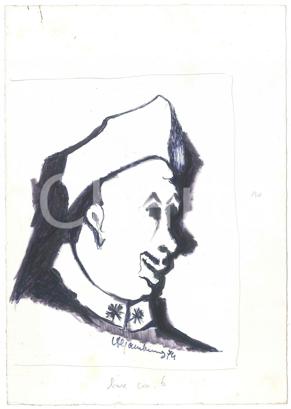 Opera d’arte autentica 1974 COSTUME PADOVA Achille GAMBERINI  Bepi Canal, recluta del buso Disegno 1