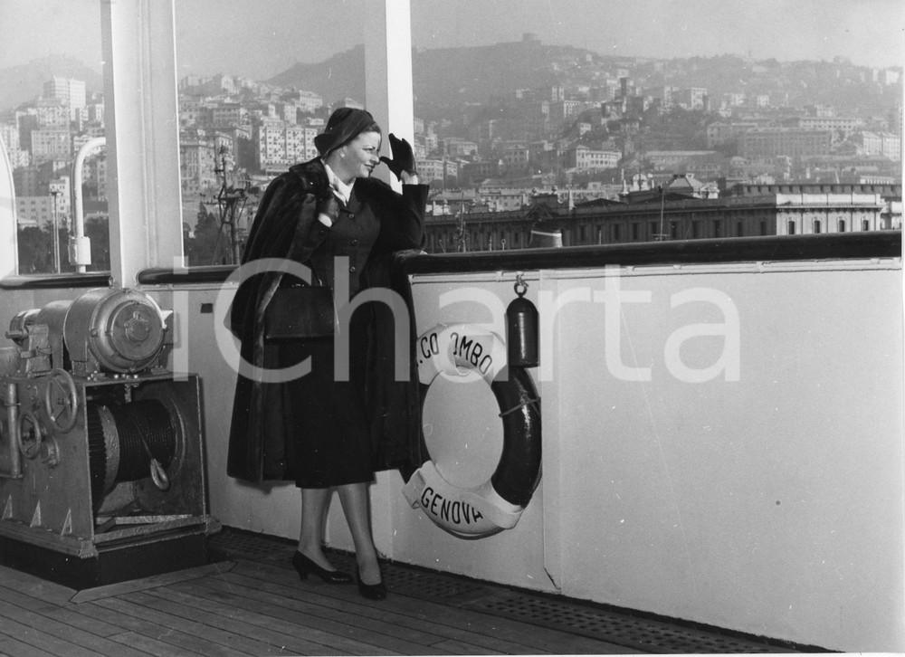 Fotografia d epoca originale 1958 GENOVA T/N Cristoforo Colombo  Partenza soprano Marcella POBBE Foto 3 1