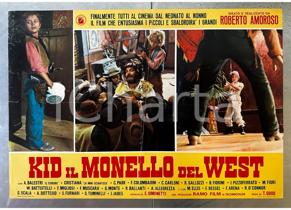 Materiale cinematografico d’epoca 1973 KID IL MONELLO DEL WEST Andrea BALESTRI Mirko ELLIS Lobby card poster 1