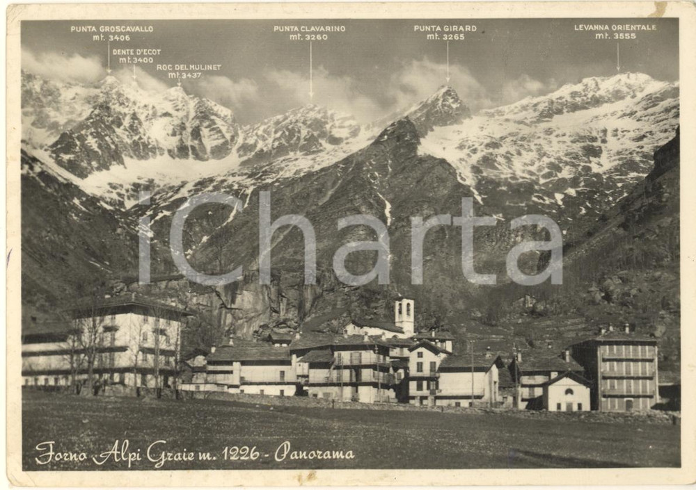 Cartolina originale da collezione 1953 GROSCAVALLO TO Frazione FORNO Alpi Graie Panorama con montagne FG VG 1